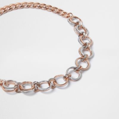 Rose gold tone circle chain necklace
